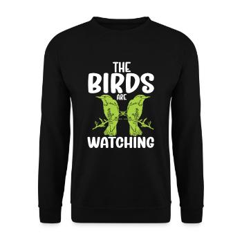 Bird Watching Cute Bird Lover - Unisex Pullover - Schwarz - Vorne - Alina (178cm) & Michal (187cm)
