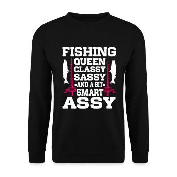 Fishing Design Fish Lover Fisherman - Unisex Pullover - Schwarz - Vorne - Alina (178cm) & Michal (187cm)
