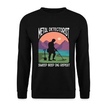 Metal Detectorist Metal Detecting - Unisex Sweatshirt - black - Front - Alina (178cm) & Michal (187cm)