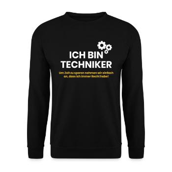 Ich bin Techniker - Unisex Pullover - Schwarz - Vorne - Alina (178cm) & Michal (187cm)