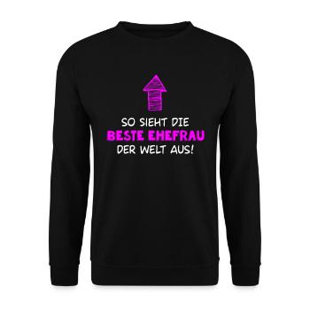 #1 Beste Ehefrau der Welt - Unisex Pullover - Schwarz - Vorne - Alina (178cm) & Michal (187cm)