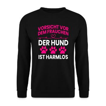 Vorsicht vor dem Frauchen - Unisex Pullover - Schwarz - Vorne - Alina (178cm) & Michal (187cm)