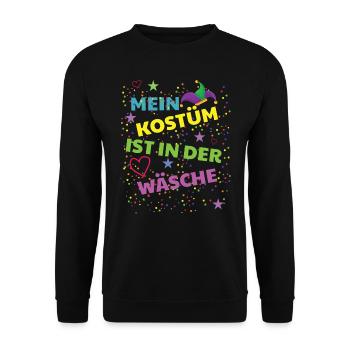 Mein Kostüm ist in der Wäsche - Unisex Pullover - Schwarz - Vorne - Alina (178cm) & Michal (187cm)