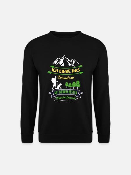 Ich liebe Wandern mit Hund Wanderer Schäferhund - Unisex Pullover - Schwarz