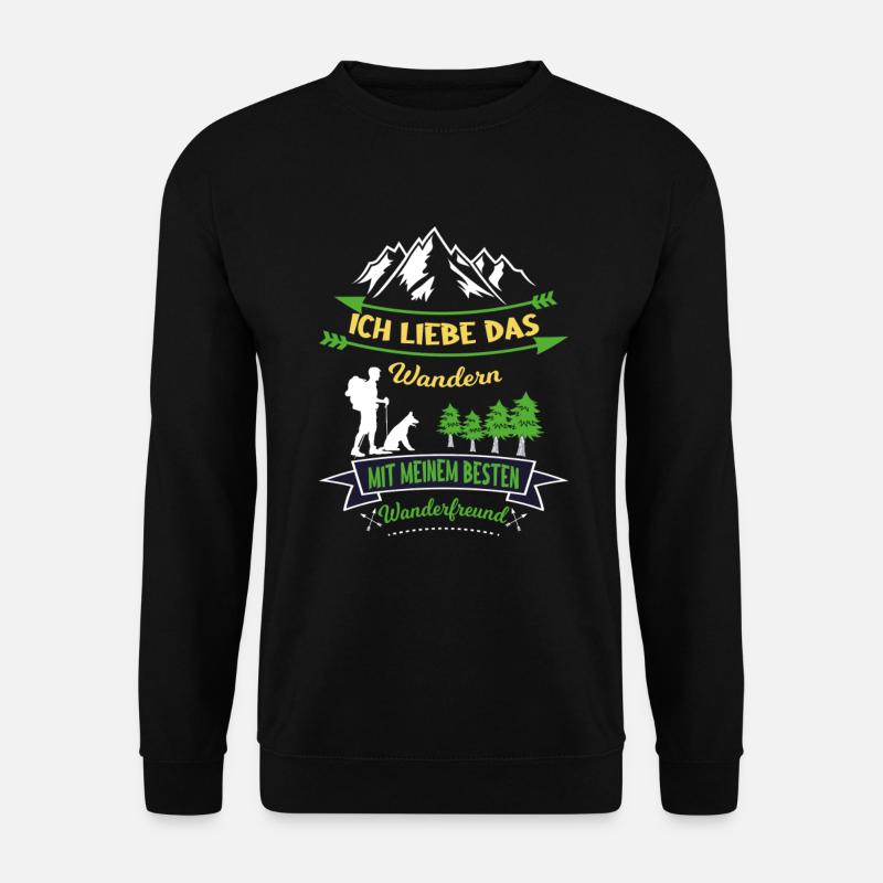 Ich liebe Wandern mit Hund Wanderer Schäferhund - Unisex Pullover - Schwarz