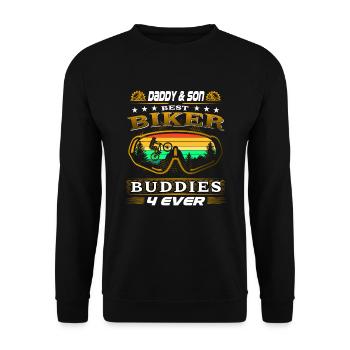 Mountain biker birthday father and son MTB bikers - Unisex Sweatshirt - black - Front - Alina (178cm) & Michal (187cm)
