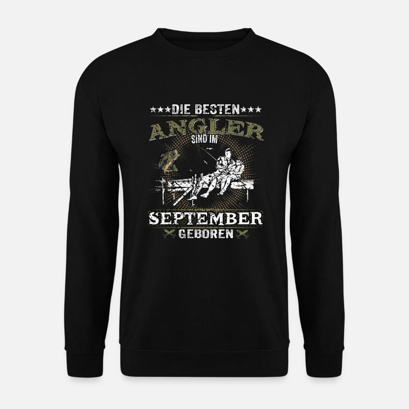 Angeln Angler Geburtstag September Grunge Geschenk - Unisex Pullover - Schwarz