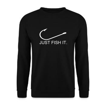 Angler Birthday - Just Fish It - Funny Fishing - Unisex Sweatshirt - black - Front - Alina (178cm) & Michal (187cm)