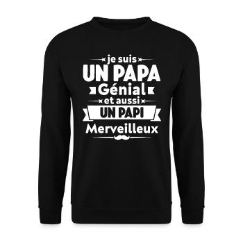Je Suis Un Papa Génial Et Aussi Papi Merveilleux - Sweat-shirt Unisexe - noir - Devant - Alina (178cm) & Michal (187cm)