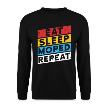 MOPED Moped GDR Motorcycle | EAT SLEEP MOPED REPEAT - Unisex Sweatshirt - black - Front - Alina (178cm) & Michal (187cm)