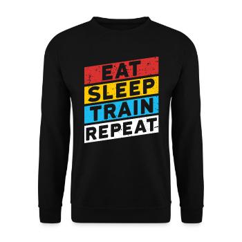 TRAIN | MANGEZ LE TRAIN DE SOMMEIL RÉPÉTER - Sweat-shirt Unisexe - noir - Devant - Alina (178cm) & Michal (187cm)