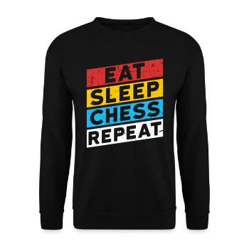 SCHACHSPIELER SCHACH | EAT SLEEP CHESS REPEAT - Unisex Pullover - Schwarz - Vorne - Alina (178cm) & Michal (187cm)