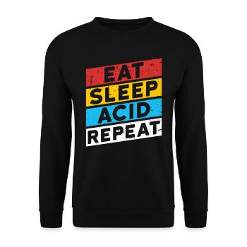ACID DROGEN SPRUCH | EAT SLEEP ACID REPEAT - Unisex Pullover - Schwarz - Vorne - Alina (178cm) & Michal (187cm)