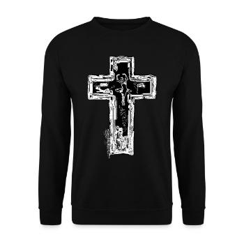 Ballerina Kreuz Shirt - Unisex Pullover - Schwarz - Vorne - Alina (178cm) & Michal (187cm)