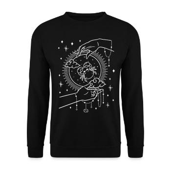 Sternzeichen Krebs - Unisex Pullover - Schwarz - Vorne - Alina (178cm) & Michal (187cm)
