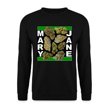 Mary Jane 420 Cannabis Marihuana CBD Hanf Gras THC - Unisex Pullover - Schwarz - Vorne - Alina (178cm) & Michal (187cm)