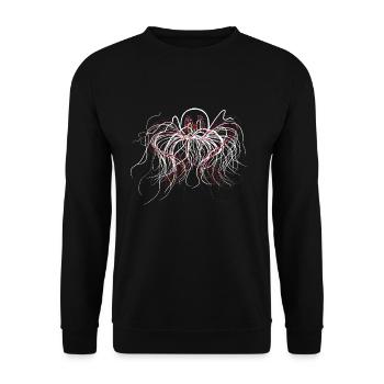 Qualle mit roten Fäden - Jellyfish Motiv - Unisex Pullover - Schwarz - Vorne - Alina (178cm) & Michal (187cm)