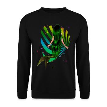 Sirène Arc-en-ciel vert Coquillage Mer - Sweat-shirt Unisexe - noir - Devant - Alina (178cm) & Michal (187cm)