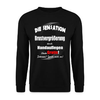 Brustvergrößerung durch Handauflegen - Unisex Pullover - Schwarz - Vorne - Alina (178cm) & Michal (187cm)
