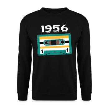 Kassette 1956 Jahrgang Jubiläum 1956 - Unisex Pullover - Schwarz - Vorne - Alina (178cm) & Michal (187cm)
