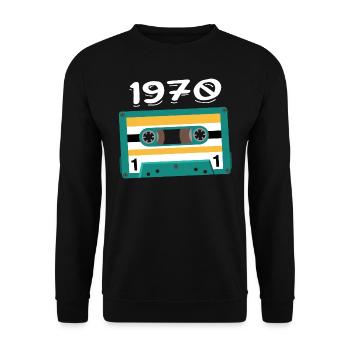 Cassette 1970 Vintage Anniversary 1970 - Unisex Sweatshirt - black - Front - Alina (178cm) & Michal (187cm)