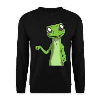 Gecko | Amphibien Haustier Tiere Eidechse Geschenk - Unisex Pullover - Schwarz - Vorne - Alina (178cm) & Michal (187cm)