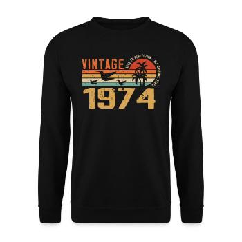 Vintage 1974 Anniversary Gift - Vintage 1974 - Unisex Sweatshirt - black - Front - Alina (178cm) & Michal (187cm)