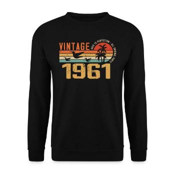 Vintage 1961 Cadeau Anniversaire - Millésime 1961 - Sweat-shirt Unisexe - noir - Devant - Alina (178cm) & Michal (187cm)