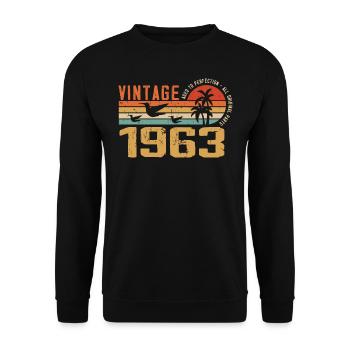 Jahrgang 1963 Jubiläumsgeschenk - Jahrgang 1963 - Unisex Pullover - Schwarz - Vorne - Alina (178cm) & Michal (187cm)