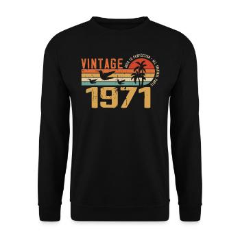 Jahrgang 1971 Jubiläumsgeschenk - Jahrgang 1971 - Unisex Pullover - Schwarz - Vorne - Alina (178cm) & Michal (187cm)