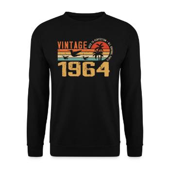Jahrgang 1964 Jubiläumsgeschenk - Jahrgang 1964 - Unisex Pullover - Schwarz - Vorne - Alina (178cm) & Michal (187cm)