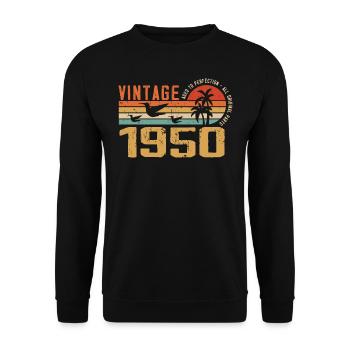 Vintage 1950 Cadeau Anniversaire - Millésime 1950 - Sweat-shirt Unisexe - noir - Devant - Alina (178cm) & Michal (187cm)