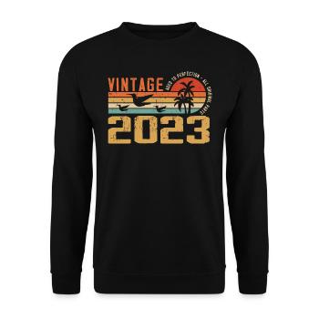 Vintage 2023 Cadeau Anniversaire - Millésime 2023 - Sweat-shirt Unisexe - noir - Devant - Alina (178cm) & Michal (187cm)
