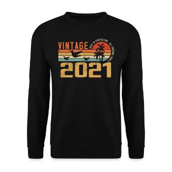 Vintage 2021 Cadeau Anniversaire - Millésime 2021 - Sweat-shirt Unisexe - noir - Devant - Alina (178cm) & Michal (187cm)