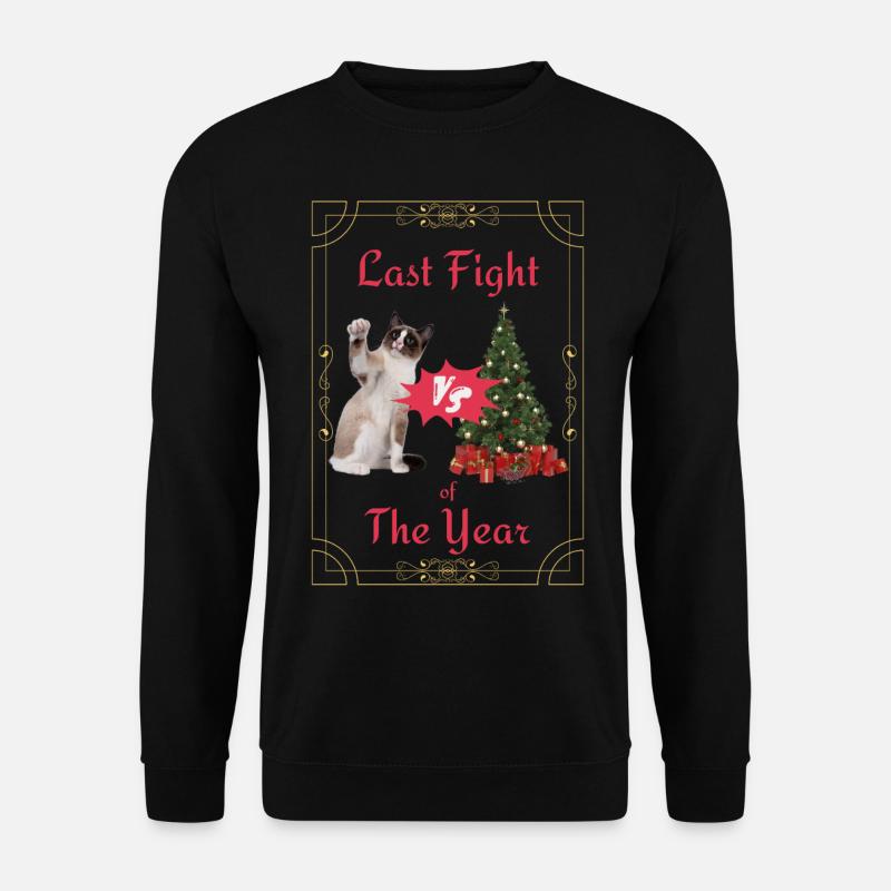 Ugly Christmas Sweater, Katze, Weihnachtsbaum - Unisex Pullover - Schwarz