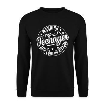 TEENAGER, lustiger Teenager - Unisex Pullover - Schwarz - Vorne - Alina (178cm) & Michal (187cm)