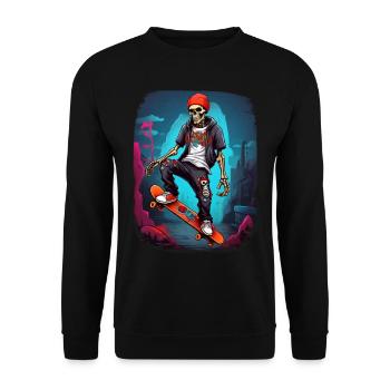 Skateboard Squelette - Sweat-shirt Unisexe - noir - Devant - Alina (178cm) & Michal (187cm)
