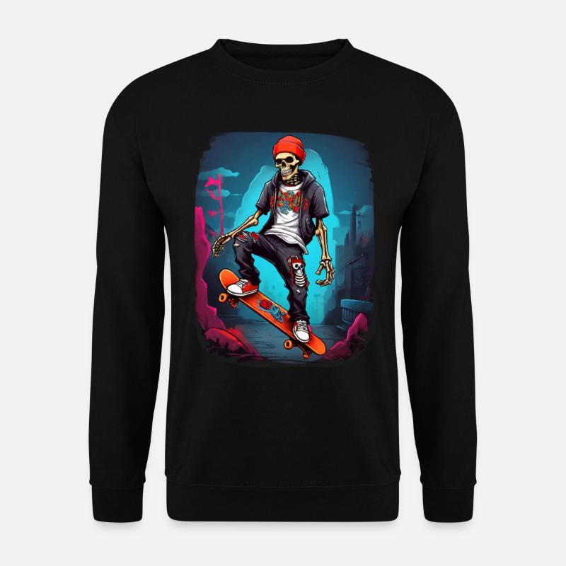 Skateboarding Skelett - Unisex Pullover - Schwarz