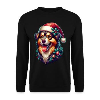 Winter Hunde Weihnachten Geschenk - Unisex Pullover - Schwarz - Vorne - Alina (178cm) & Michal (187cm)
