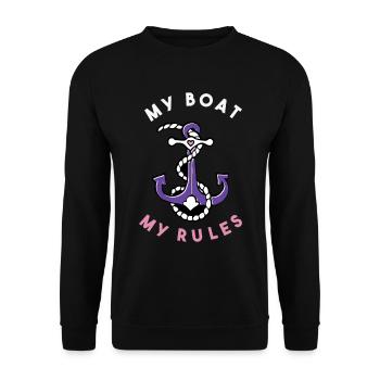 Mon bateau Mes règles Ancre et cordage - Sweat-shirt Unisexe - noir - Devant - Alina (178cm) & Michal (187cm)