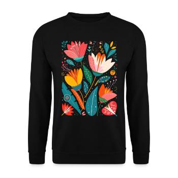 Motif floral Otomi Art culturel - Sweat-shirt Unisexe - noir - Devant - Alina (178cm) & Michal (187cm)