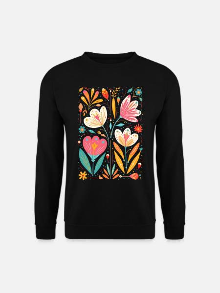 Otomi Blumenmuster Kulturelle Kunst - Unisex Pullover - Schwarz