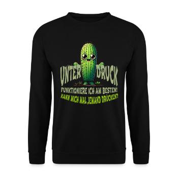 T-Shirt- Design- Kakteen und lustiger Spruch - Unisex Pullover - Schwarz - Vorne - Alina (178cm) & Michal (187cm)