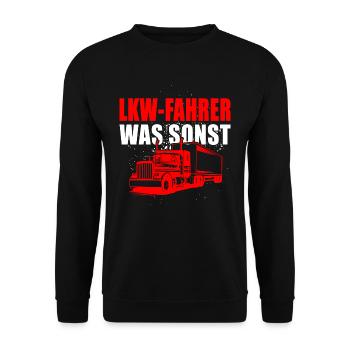 LKW Fahrer was sonst - Unisex Pullover - Schwarz - Vorne - Alina (178cm) & Michal (187cm)