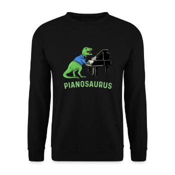Pianosaurus - Klavier Dinosaurier T Rex Pianist Geschenk - Unisex Pullover - Schwarz - Vorne - Alina (178cm) & Michal (187cm)
