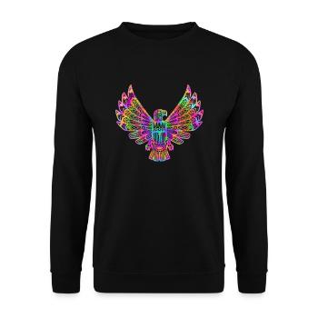 Psychedelic Native American Bird - Spiritual Gift - Unisex Sweatshirt - black - Front - Alina (178cm) & Michal (187cm)