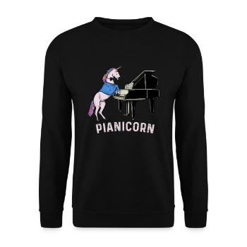Pianicorn - Cute & Magical Piano Unicorn Pianocorn - Unisex Sweatshirt - black - Front - Alina (178cm) & Michal (187cm)