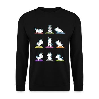 Cadeau de méditation yoga licorne Yogi Namaste - Sweat-shirt Unisexe - noir - Devant - Alina (178cm) & Michal (187cm)