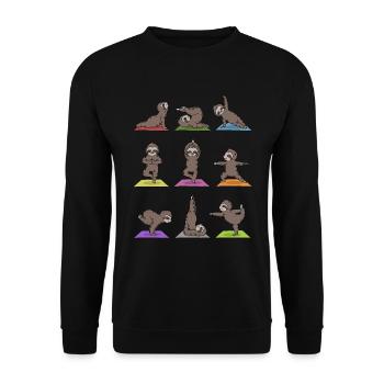 Yoga Sloth Meditation Yogi Namaste Gift - Unisex Sweatshirt - black - Front - Alina (178cm) & Michal (187cm)