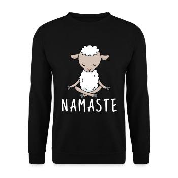 Cadeau de méditation de yoga mouton Yogi Namaste - Sweat-shirt Unisexe - noir - Devant - Alina (178cm) & Michal (187cm)